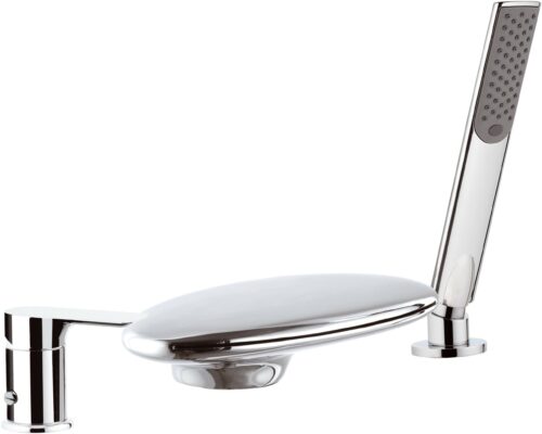 MISCELATORE BORDO VASCA BOCCA A CASCATA  E DOCCETTA I07UF DI REMER RUBINETTERIE
