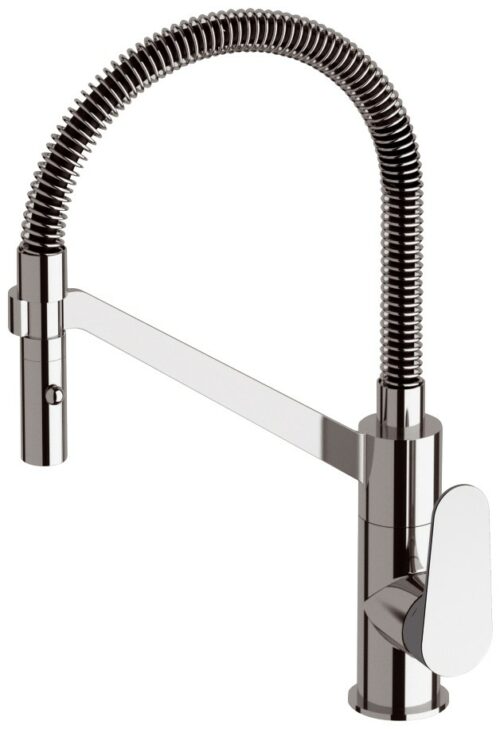 MISCELATORE LAVELLO CON FLESSIBILE NERO RIVESTITO CON MOLLA  GIREVOLE E DOCCETTA ESTRAIBILE CLASS LINE L533 CROMO DI REMER RUBINETTERIE