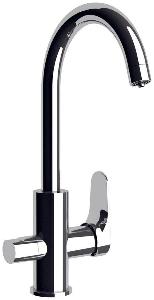MISCELATORE LAVELLO A 3 VIE CON BOCCA GIREVOLE CON DUE USCITE INDIPENDENTI PER ACQUA DEPURATA CLASS LINE L79DW CROMO DI REMER RUBINETTERIE