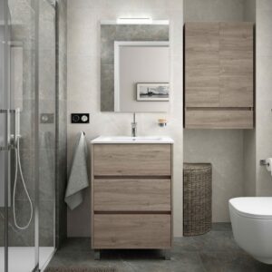 MOBILE BAGNO CON PIEDINI 600 ROVERE ETERNITY 3 CASSETTI CM 60X45
